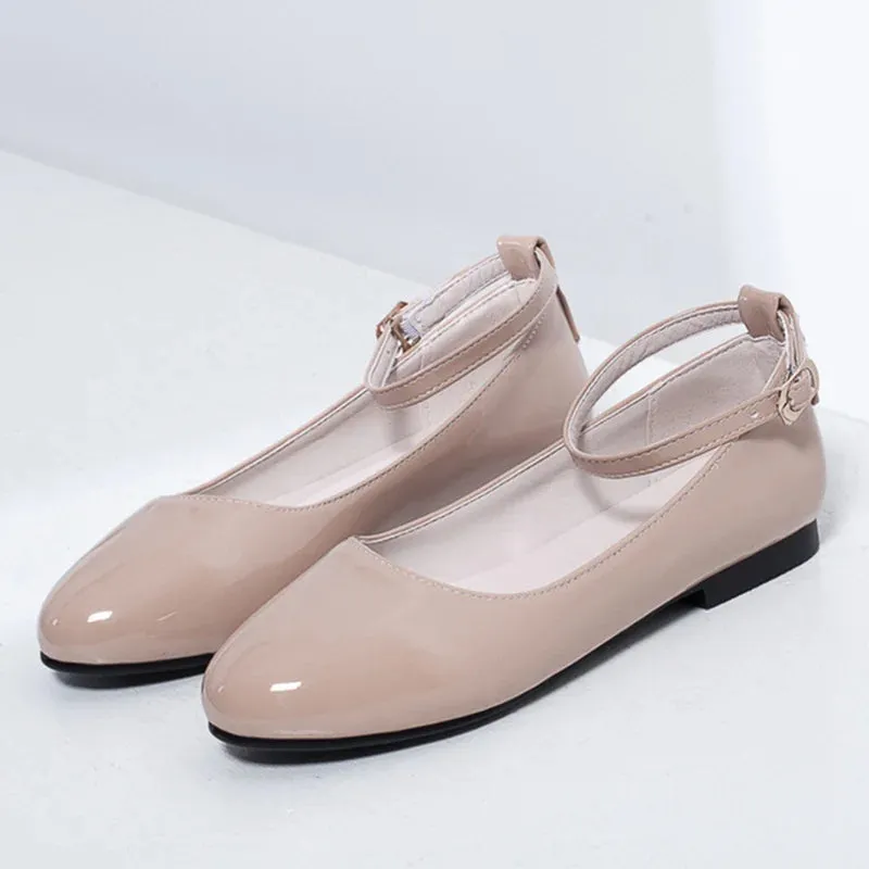Spring Women's Flat Loafers – Casual Elegant Shoes with Ankle Straps, Red, Pink, White Footwear, Perfect for Daily Wear and Dance