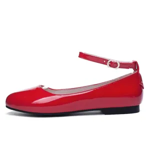Spring Women's Flat Loafers – Casual Elegant Shoes with Ankle Straps, Red, Pink, White Footwear, Perfect for Daily Wear and Dance