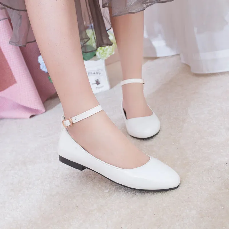 Spring Women's Flat Loafers – Casual Elegant Shoes with Ankle Straps, Red, Pink, White Footwear, Perfect for Daily Wear and Dance