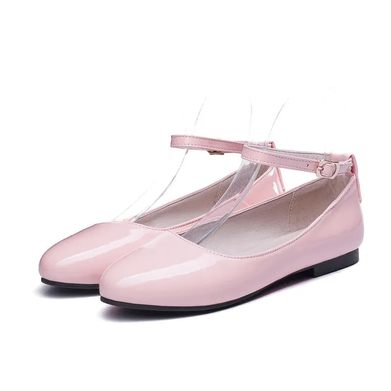 Spring Women's Flat Loafers – Casual Elegant Shoes with Ankle Straps, Red, Pink, White Footwear, Perfect for Daily Wear and Dance