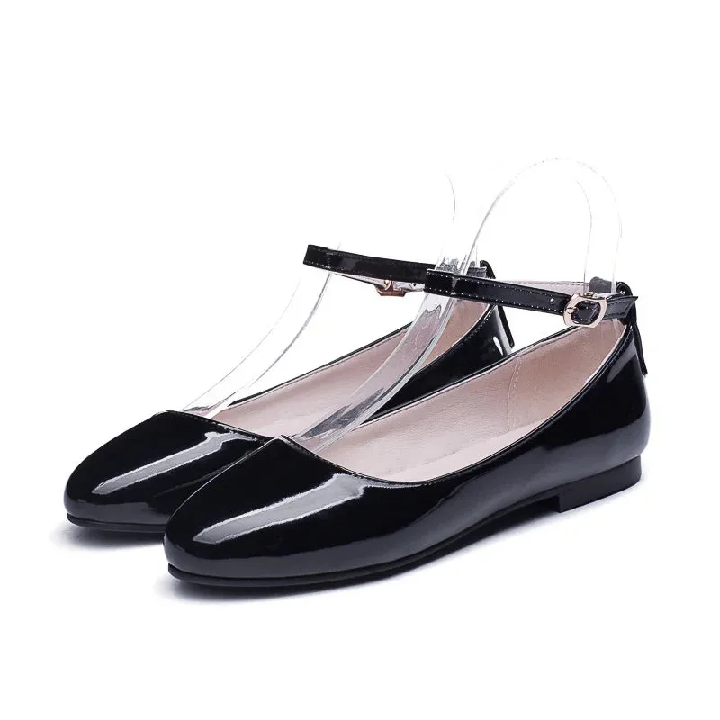 Spring Women's Flat Loafers – Casual Elegant Shoes with Ankle Straps, Red, Pink, White Footwear, Perfect for Daily Wear and Dance