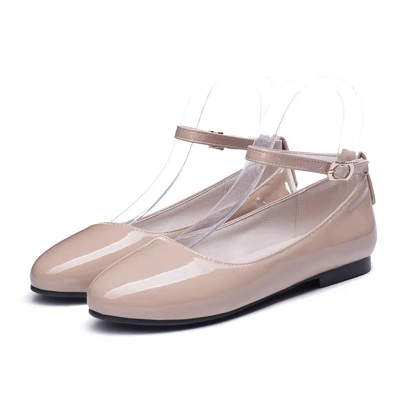 Spring Women's Flat Loafers – Casual Elegant Shoes with Ankle Straps, Red, Pink, White Footwear, Perfect for Daily Wear and Dance