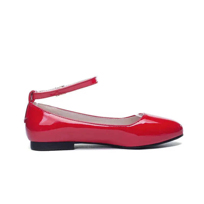 Spring Women's Flat Loafers – Casual Elegant Shoes with Ankle Straps, Red, Pink, White Footwear, Perfect for Daily Wear and Dance