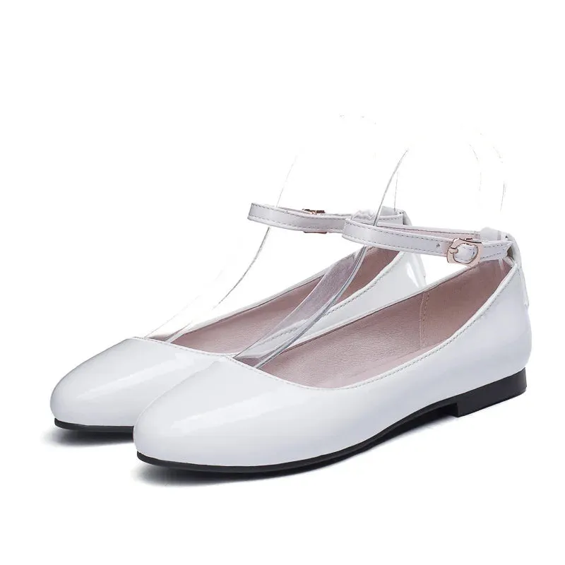 Spring Women's Flat Loafers – Casual Elegant Shoes with Ankle Straps, Red, Pink, White Footwear, Perfect for Daily Wear and Dance
