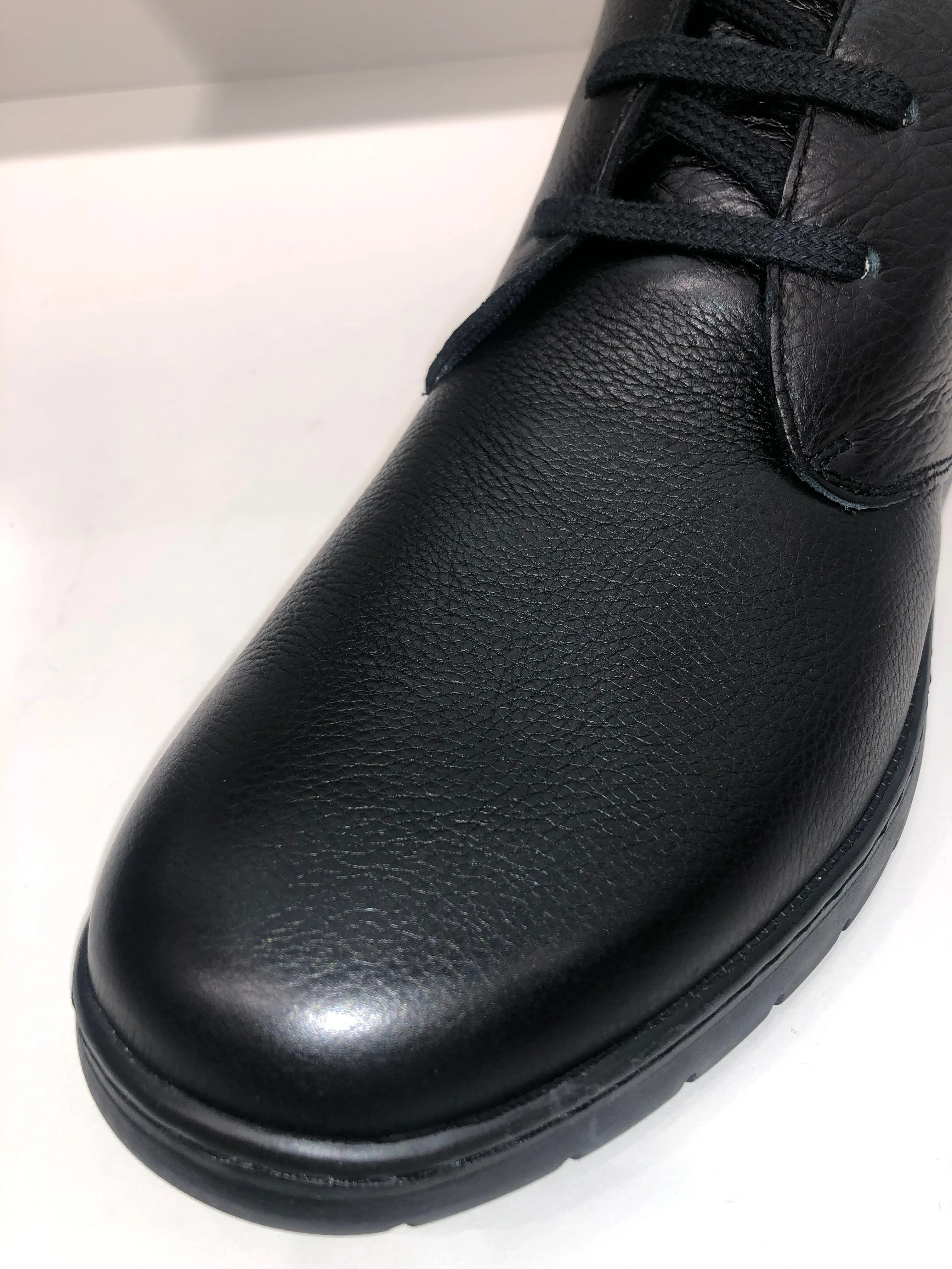 STYLISH COMFORT LACE LEATHER BOOTS BLACK