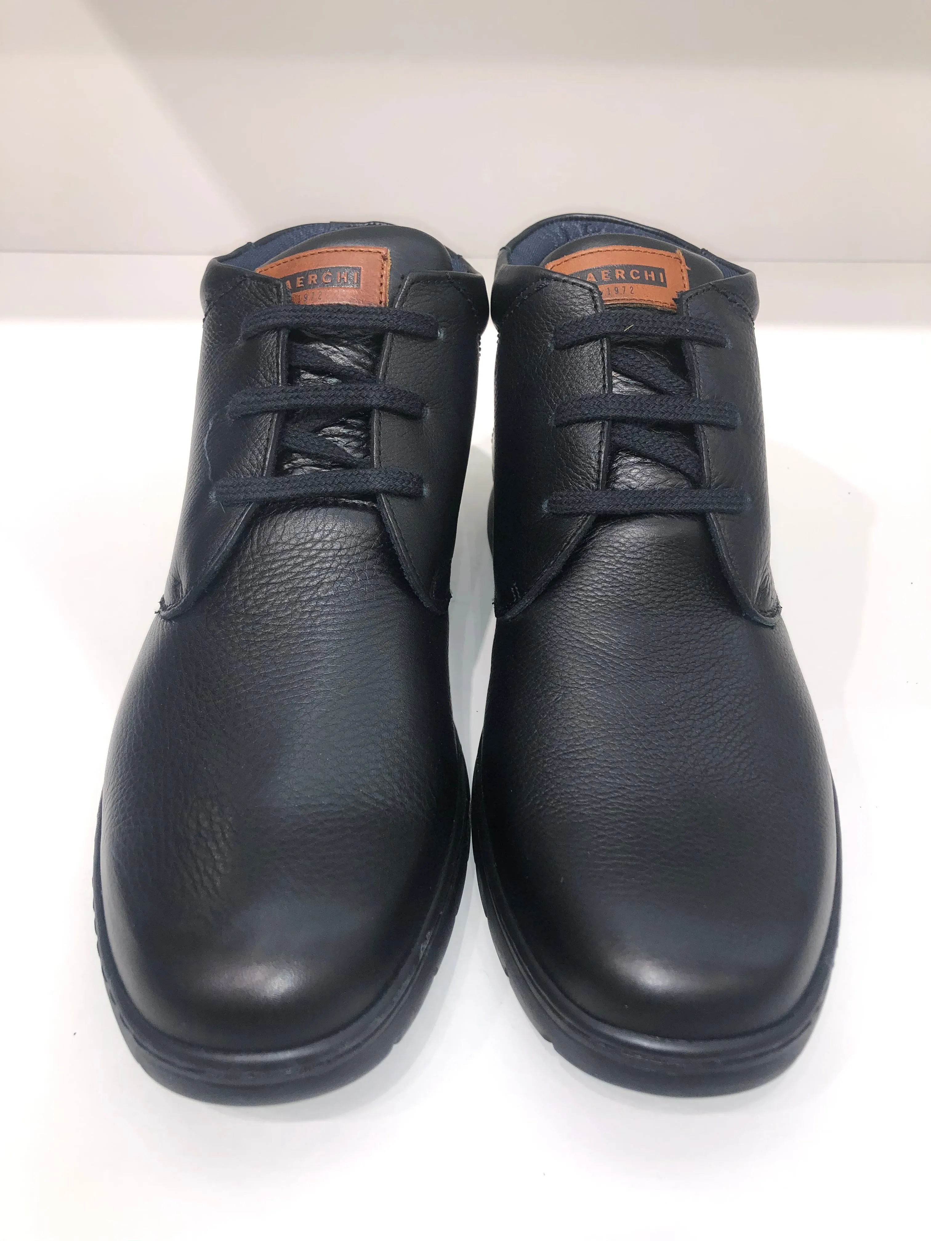 STYLISH COMFORT LACE LEATHER BOOTS BLACK