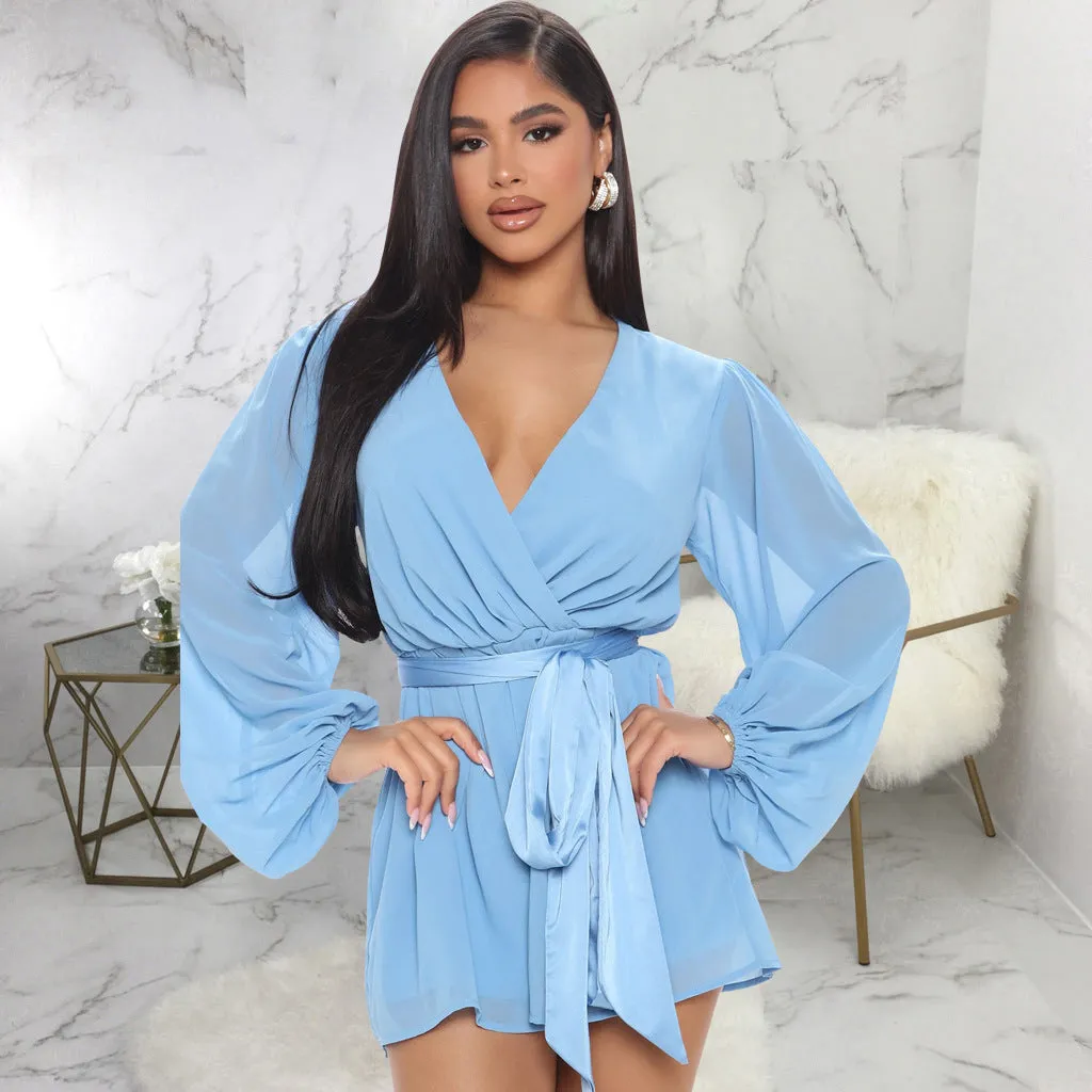 Stylish V-Neck Belted Jumpsuit for Effortless Casual Chic