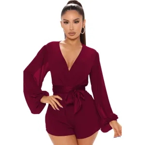 Stylish V-Neck Belted Jumpsuit for Effortless Casual Chic