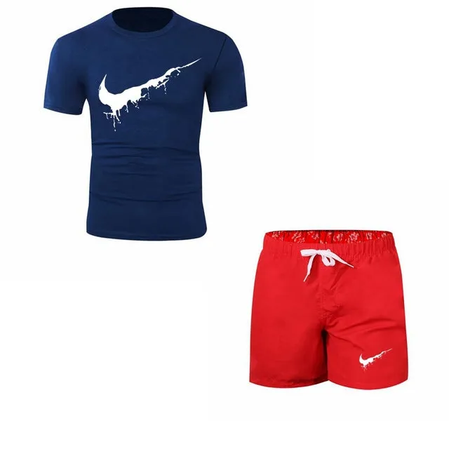 Summer Men's Sets T Shirts shorts men Brand clothing Two piece suit tracksuit Fashion Casual Tshirts Gyms Workout Fitness Sets