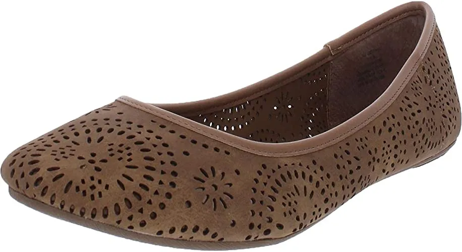 Sun   Stone Womens Sophia Perforated Slip On Flats Tan 11 Medium (B,M)