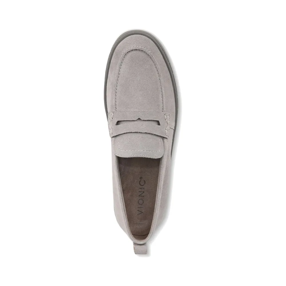 Vionic Women's Uptown Slip On Suede Loafer (Light Grey)