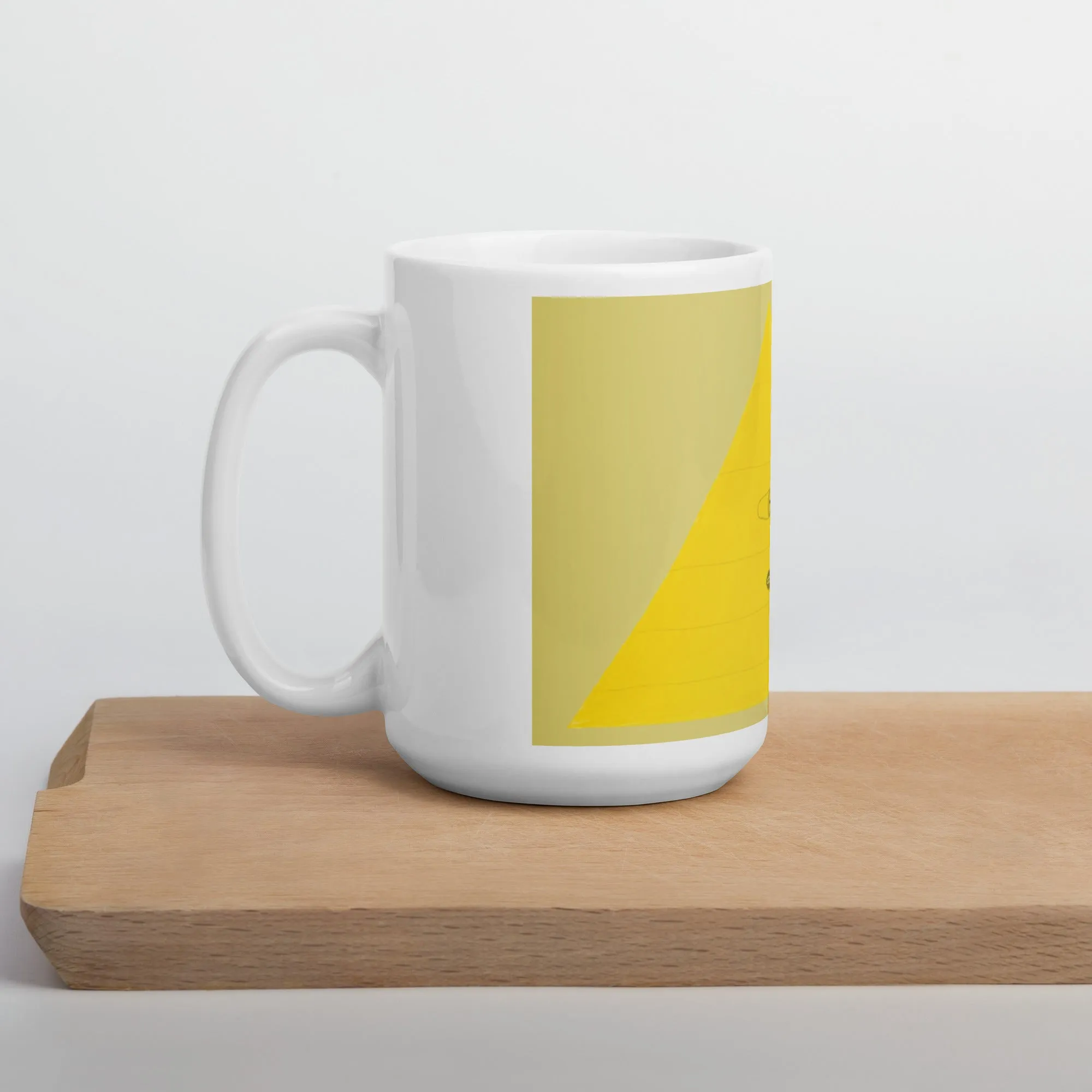 White glossy mug Pyramid Monster