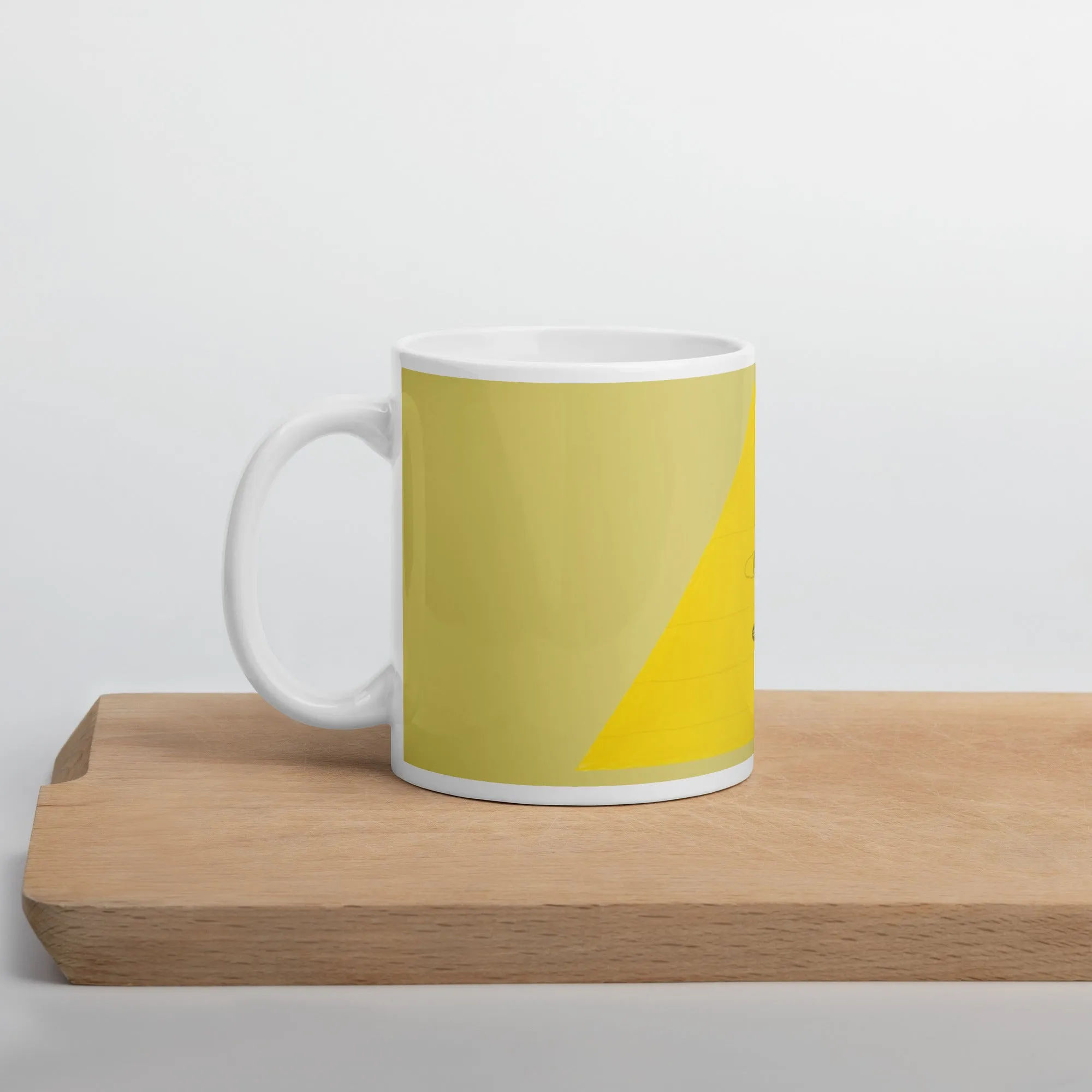 White glossy mug Pyramid Monster