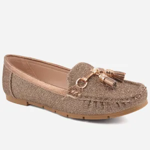 Women "NINA" Glossy Tessle Moccasins