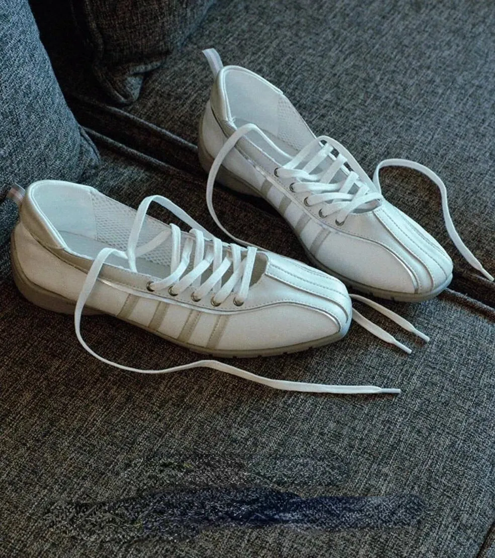 Women's ballet flats Fashion Korean ballet style lace-up retro casual shoes Comfortable lightweight ballet sneakers