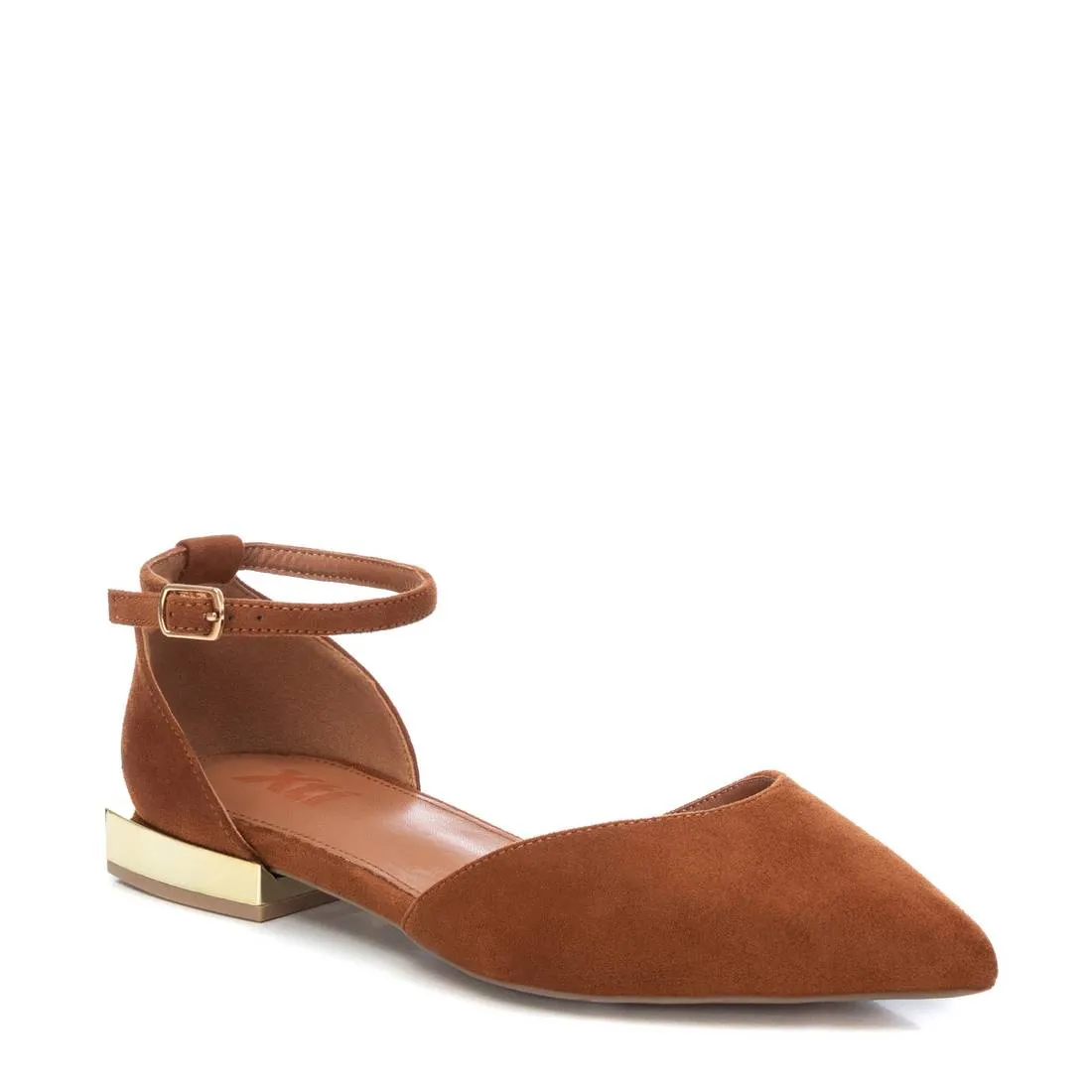 Women's Suede Pointy Toe Ballet Flats By XTI_141426_Medium Brown