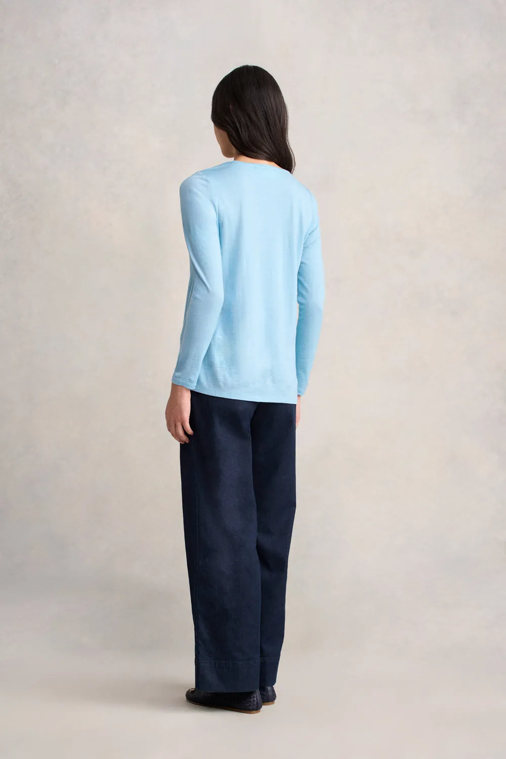 Wool Jersey Tee - Lake Blue