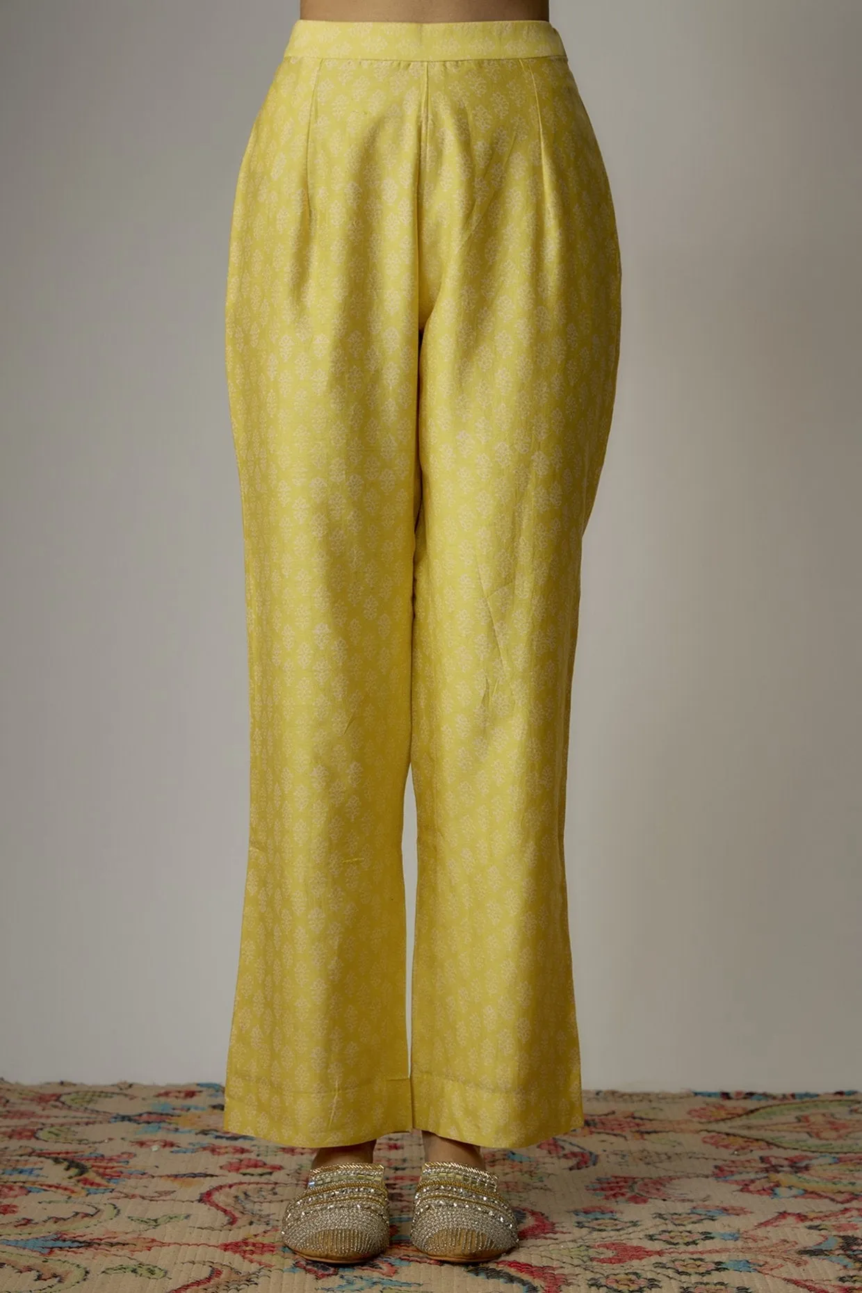Yellow Chanderi Dori Embroidered Kurta Set